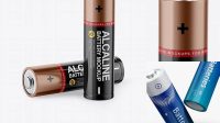 380+ 2 AA Batteries PSD Mockup Half Side View Elegant and Stylish Free PSD