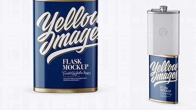 380+ Steel Flask With Glossy Wrap PSD Mockup High-Angle Shot Creative Photoshop Resources