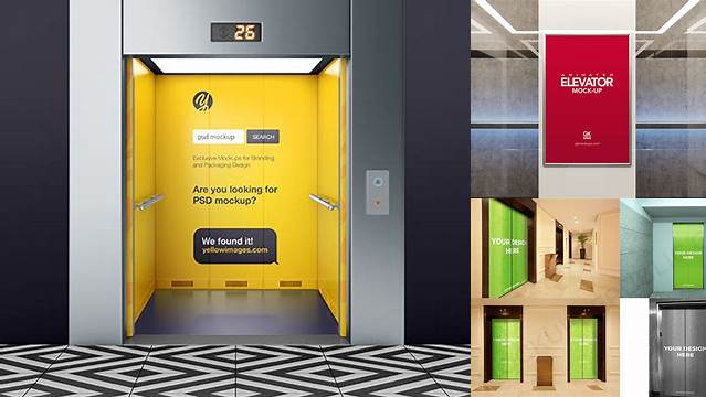 3801+ Elevator Mockup Free Smart Object PSD