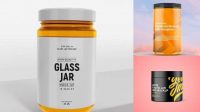 3807+ Matte Plastic Jar with Glossy Label PSD Mockup High-Angle Shot Professional Design PSD