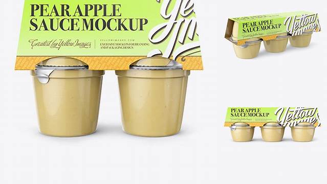 3811+ Pear Apple Sauce 4-6 Oz. Cups PSD Mockup Front View Professional Graphic PSD Download