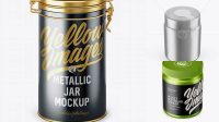 3812+ Metallic Plastic Jar PSD Mockup High-Angle Shot High-Resolution Graphic