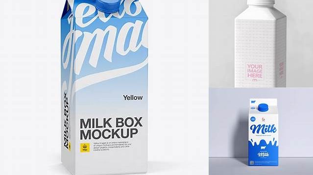 3814+ 0.5 gal Milk Carton PSD Mockup Front View Free Graphic Mockup PSD