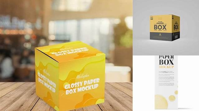 3818+ Glossy Paper Box PSD Mockup Front View Versatile Photoshop Freebie