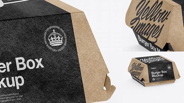 3818+ Kraft Burger Box PSD Mockup Half Side View Fully Editable PSD Template