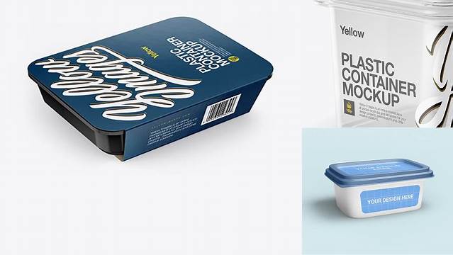 3826+ Plastic Container PSD Mockup Half Side View High Angle Shot Exclusive Free Photoshop Mockup