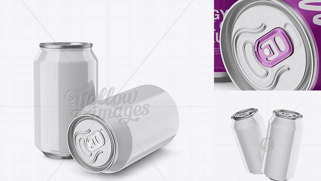 3826+ Two 330ml Aluminium Cans with Glossy Finish & Condensation PSD Mockup Fully Layered PSD Freebie