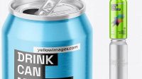 3828+ 500ml Metallic Aluminium Can PSD Mockup Eye-Level Shot Download Customizable PSD