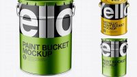 3828+ 5L Metallic Paint Bucket PSD Mockup Front View High-Angle Shot Modern Free PSD Template