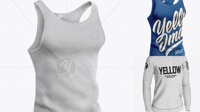 3828+ Melange Tank Top PSD Mockup Half Side View Unique High-Resolution Design Freebie