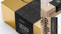 3832+ Box with Label PSD Mockup Half Side View High-Quality Editable PSD