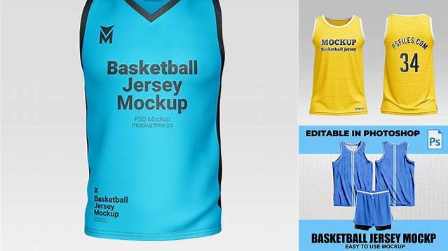 3836+ Men’s U-Neck Basketball Jersey PSD Mockup Front View Digital Download PSD for Free