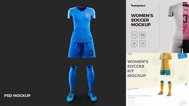 3837+ Women’s Soccer Kit PSD Mockup Back View Free Graphic Design Resource