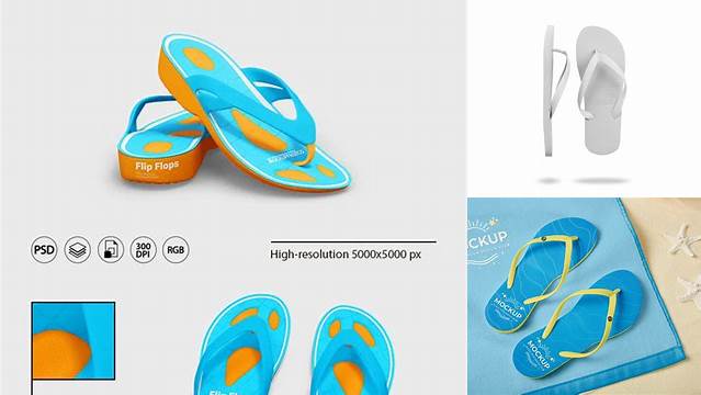 3839+ Matte Flip Flops PSD Mockup Top View Modern Free PSD Template