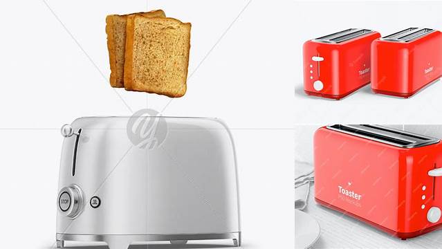 3841+ Toaster With Bread PSD Mockup Half Side View Modern PSD Templates