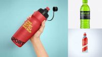 3842+ 500ml Green Bottle with Sport Cap PSD Mockup Download Free