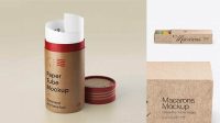 3843+ Opened Kraft Paper Tube PSD Mockup High-Angle Shot Smart Object PSD Free Resource