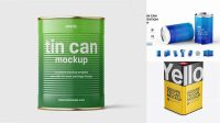 3852+ Glossy Tin Can PSD Mockup Half Side View Unique High-Resolution Design Freebie