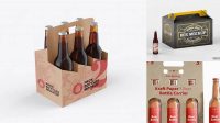 3852+ Kraft Paper 3 Pack Beer Bottle Carrier PSD Mockup Easy-to-Edit PSD