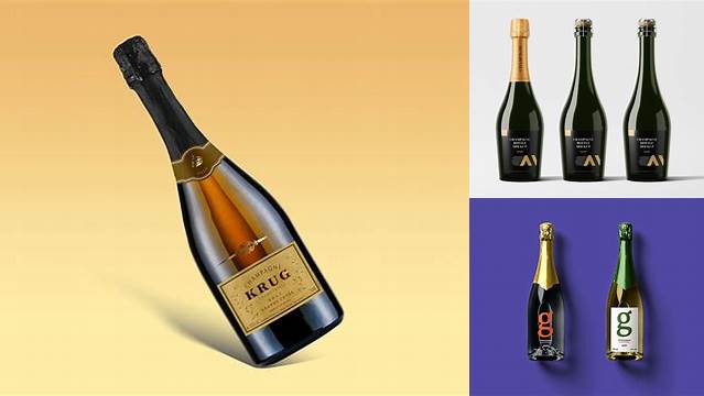 3852+ Premium Champagne Bottle HQ PSD Mockup Elegant and Stylish Free PSD