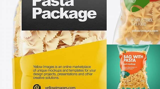 3854+ Farfalle Pasta PSD Mockup Front View Free Mockup PSD Template