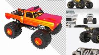 3855+ Monster Truck PSD Mockup Front View Advanced and Editable PSD Template Free