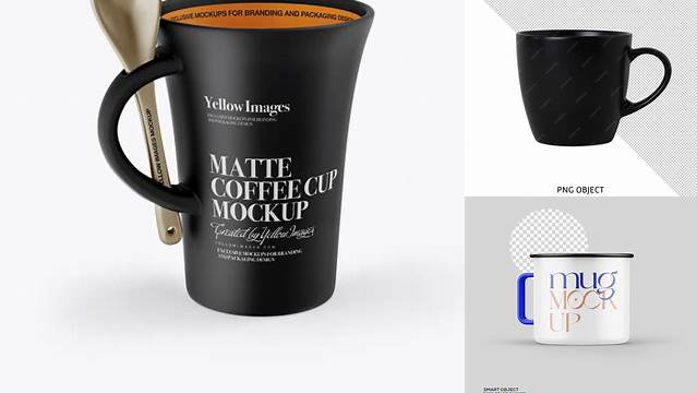 3856+ Matte Cup With Spoon PSD Mockup Modern Photoshop Resource