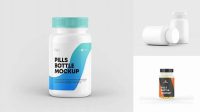 3857+ Clear Bottle With White Pills PSD Mockup Custom Mockup Graphic Design