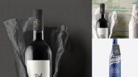 3857+ Wine Bottle in Matte Paper Wrap PSD Mockup Exclusive Editable PSD File