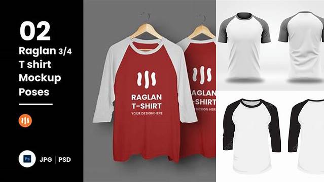 3858+ Mockup Raglan 3/4 Cdr Free PSD