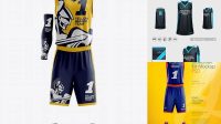 3859+ Full Basketball Kit with V-Neck Tank Top PSD Mockup Front View Editable Graphic Free PSD