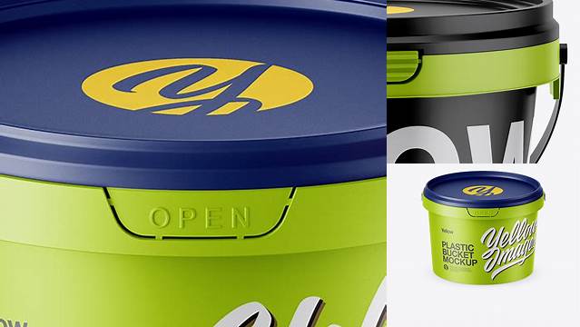 3860+ Matte Plastic Bucket PSD Mockup High Angle Shot High-Resolution Graphic