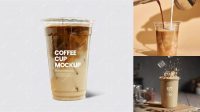 3863+ Iced Coffee Plastic Cup Mockup Easy-to-Edit PSD