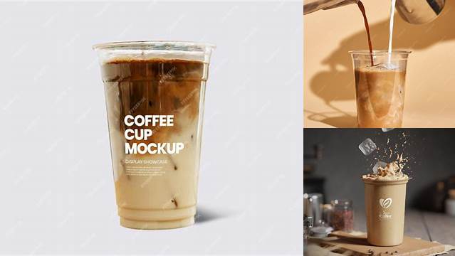 3863+ Iced Coffee Plastic Cup Mockup Easy-to-Edit PSD