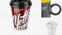 3868+ Glossy Small Coffee Cup PSD Mockup High-Angle Shot High Resolution