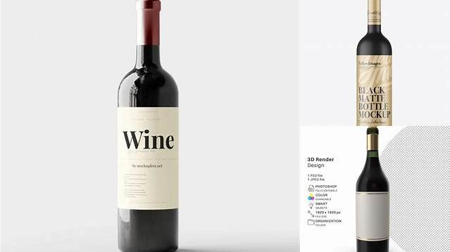 387+ Black Matte Bordeaux Bottle PSD Mockup High-End Professional PSD Resources