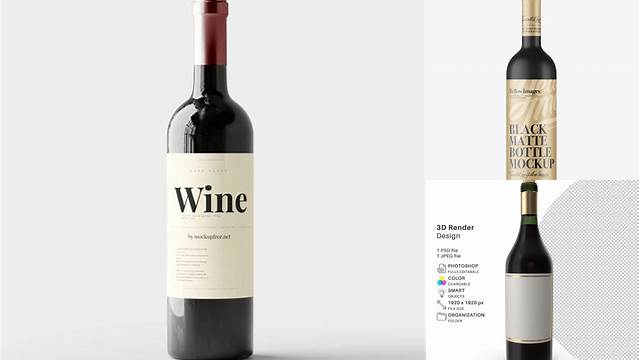 387+ Black Matte Bordeaux Bottle PSD Mockup High-End Professional PSD Resources