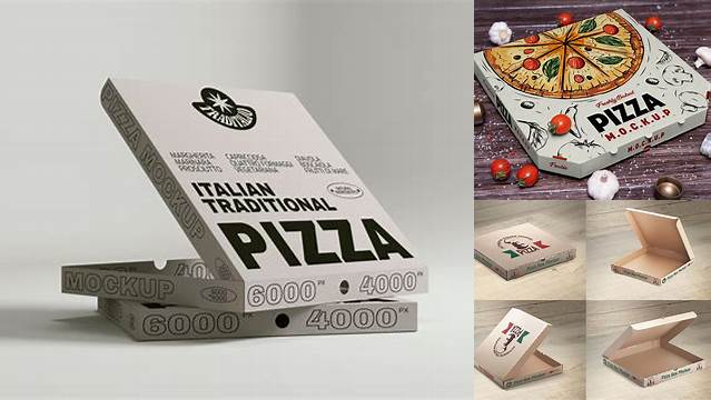 387+ Pizza Box PSD Mockup Half Side View High-Angle Shot Exclusive Editable PSD File