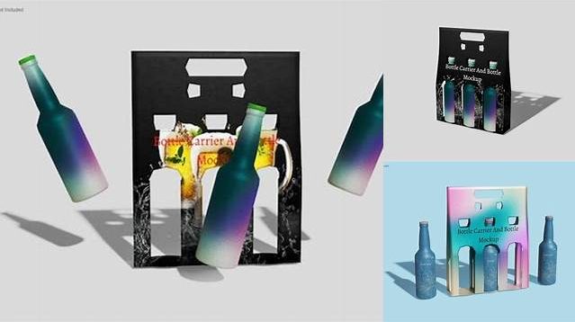 3872+ Green Bottle Carrier PSD Mockup Editable Photoshop File