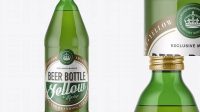 3875+ 40oz Green Glass Bottle with Lager Beer PSD Mockup High-Quality Creative PSD