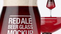 3877+ Teku Glass With Red Ale Beer PSD Mockup High-Resolution PSD Download