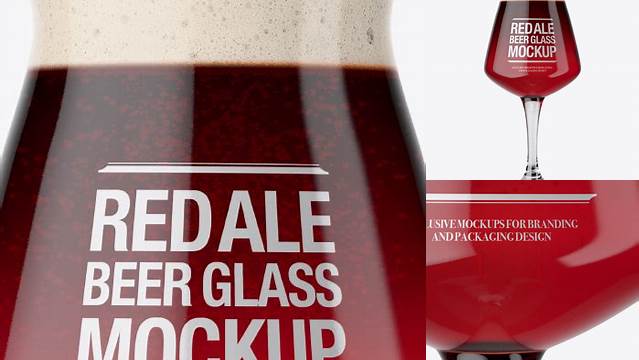 3877+ Teku Glass With Red Ale Beer PSD Mockup High-Resolution PSD Download