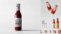 3878+ Transparent Plastic Bottle with Sauce PSD Mockup Front View Modern Photoshop Resource