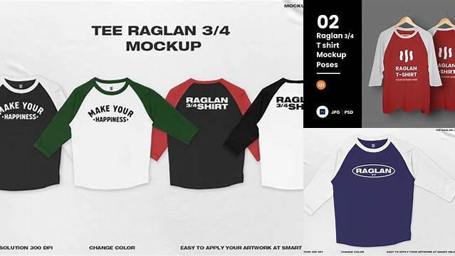 3882+ Free Download Mockup Raglan 3/4 Psd PSD File for Designers