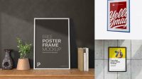 3887+ Poster with Matte Frame PSD Mockup Halfside View Download Professional PSD