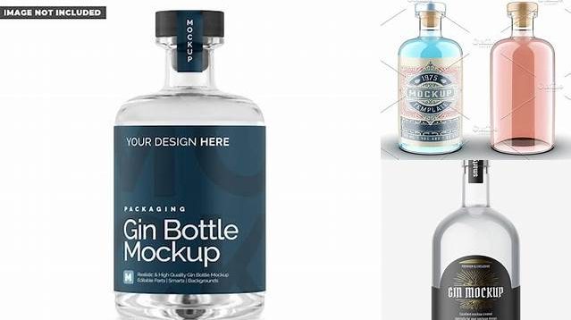 389+ Gin Bottle with Wooden Cap PSD Mockup Elegant and Versatile PSD Resource