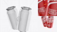 3891+ Two Metallic 330ml Aluminium Cans with Glossy Finish PSD Mockup High-Resolution PSD Download