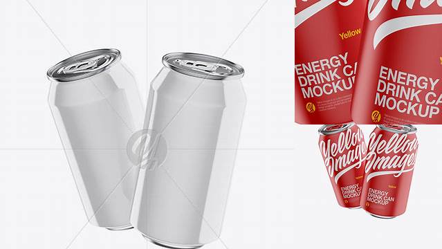 3891+ Two Metallic 330ml Aluminium Cans with Glossy Finish PSD Mockup High-Resolution PSD Download