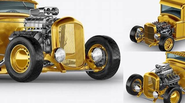 3892+ Metallic Hot Rod PSD Mockup Half Side View High-Angle Shot Modern and Unique Freebie PSD