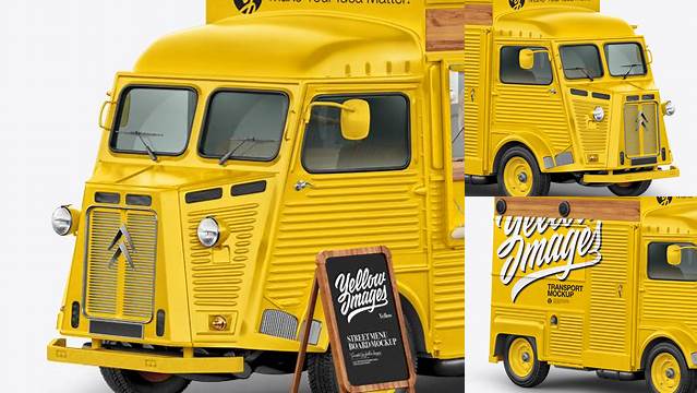 3894+ Citroen Hy Van Food Truck PSD Mockup Half Side View Mockup PSD Free Download